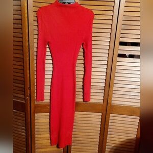 Derek Heart Vibrant Red Long Sleeve Dress